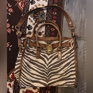 Michael Kors Hamilton Zebra Tote with Lock